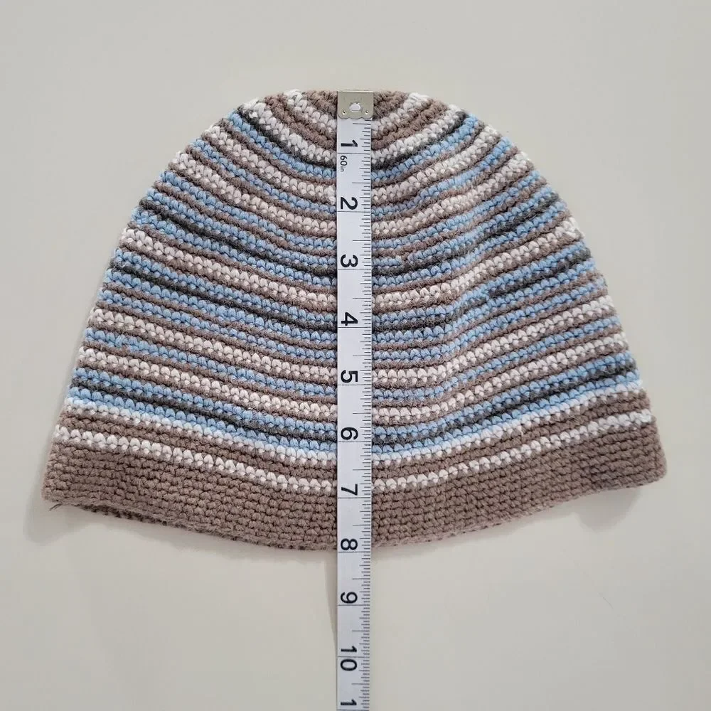 Old Navy Blue Brown Stripe Knit Beanie